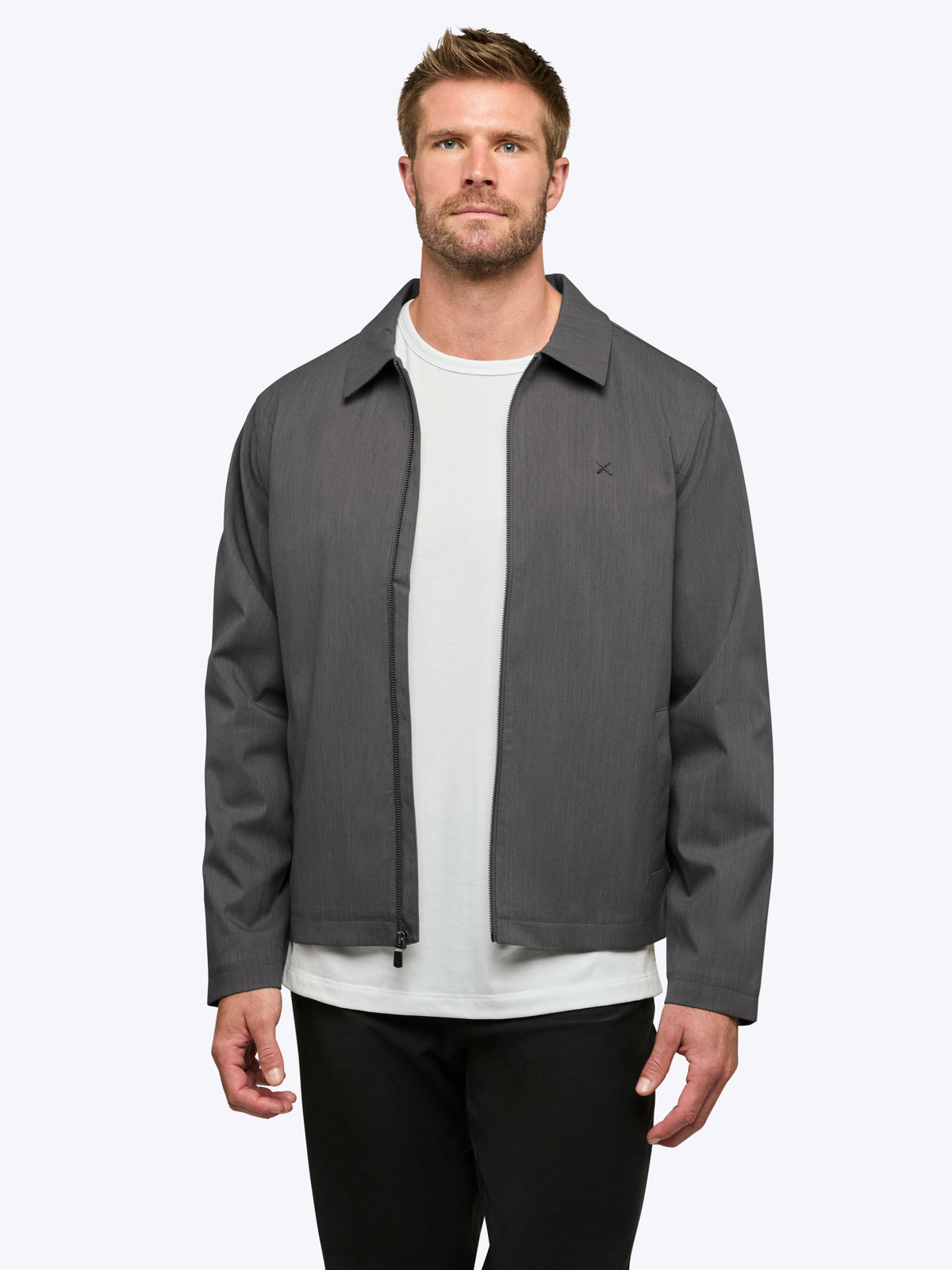 Men's Collared Classic-Fit Jacket in Steel – view 2