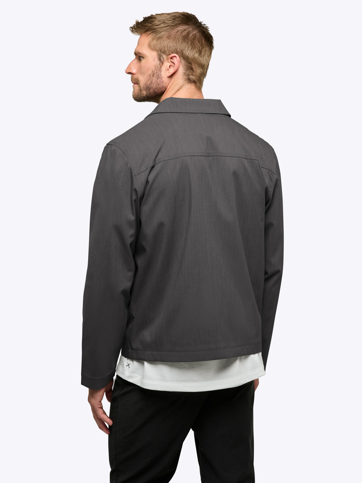 Men's Collared Classic-Fit Jacket in Steel – view 4