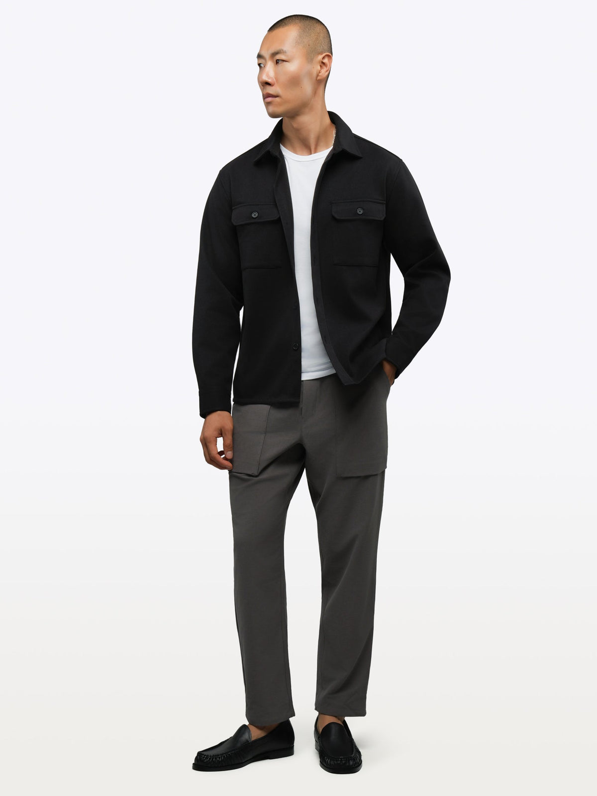 Men's Pull-On Cropped Trousers in Steel – view 3