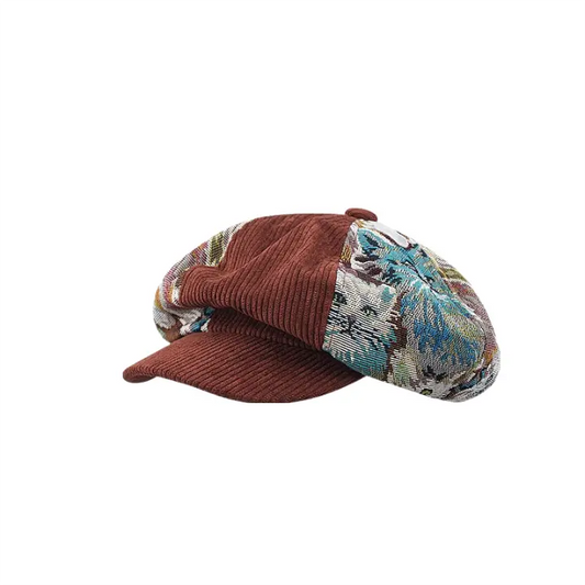 Men's Japanese-Inspired Vintage Newsboy Cap – 100% Cotton, Vintage-Style Panels, Elastic 56–58 cm Fit