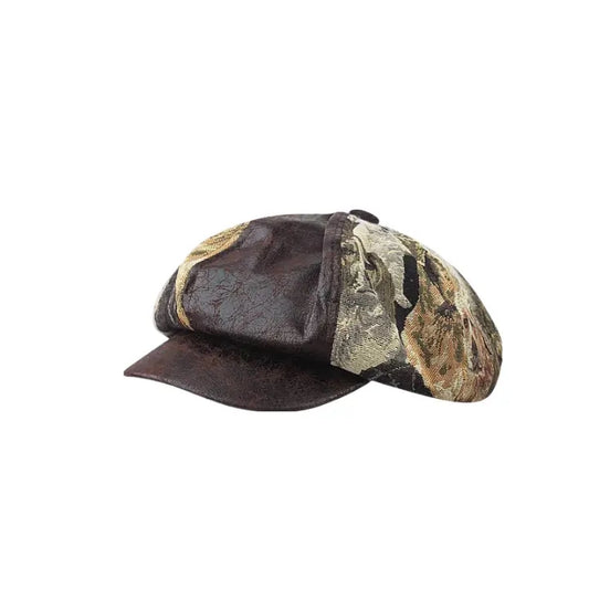 Men's Japanese-Inspired Vintage Newsboy Cap – 100% Cotton, Vintage-Style Panels, Elastic 56–58 cm Fit