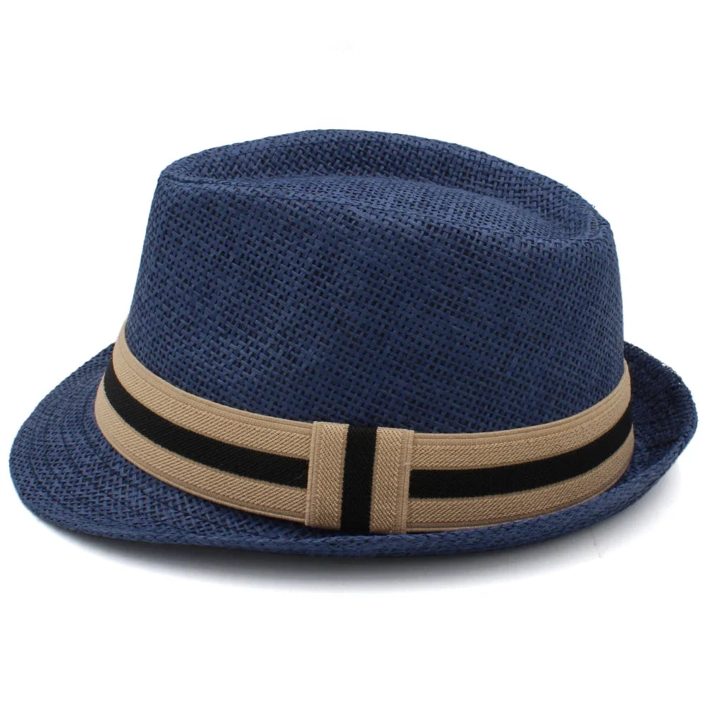 Men's Straw Trilby Hat with Two-Tone Band – 4.5 cm Short Brim, 10 cm Crown, Two Sizes 53–60 cm – view 6