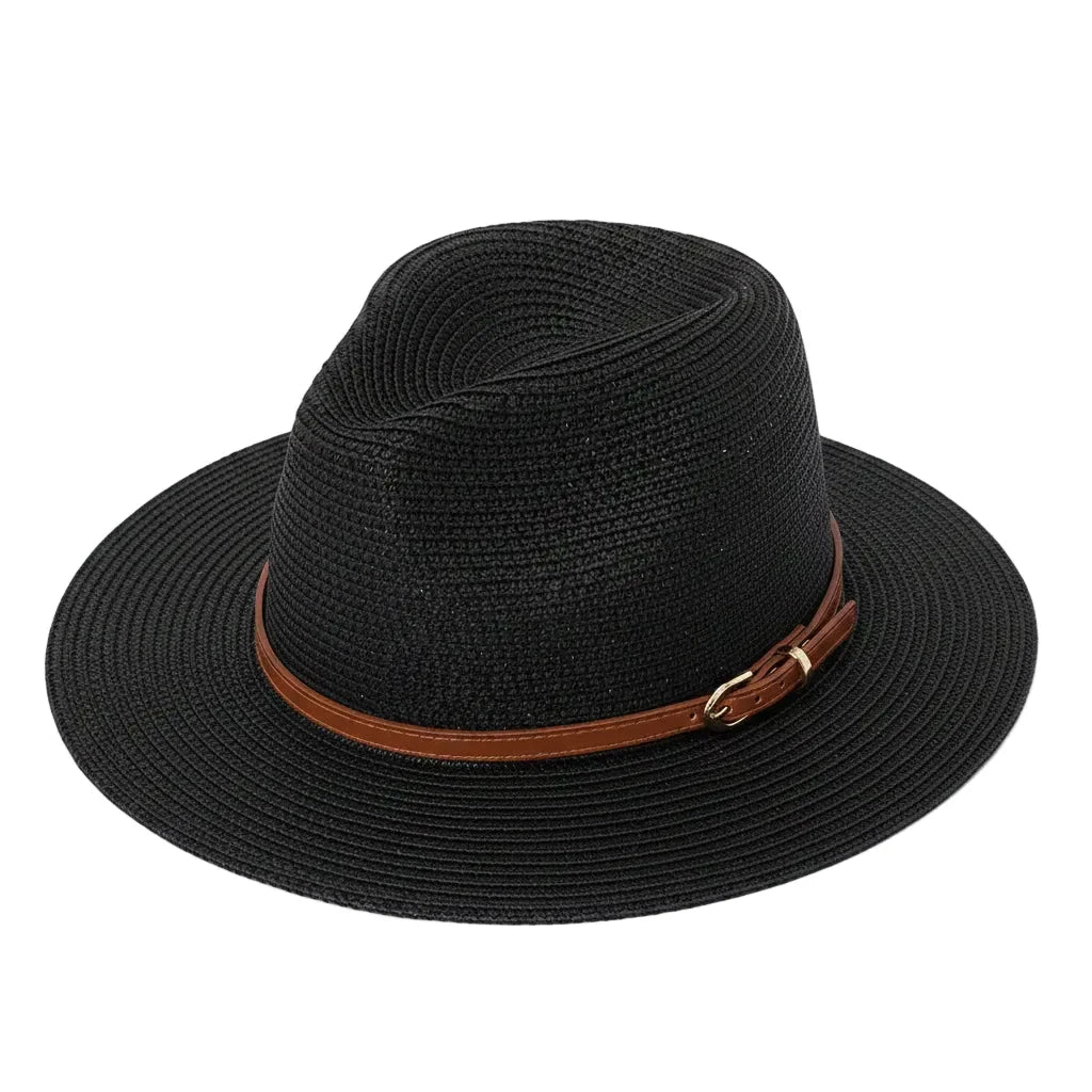 Men's Woven Straw Panama Hat with Belt Band – Wide Brim, Airy and Lightweight, Adjustable 56–60 cm
