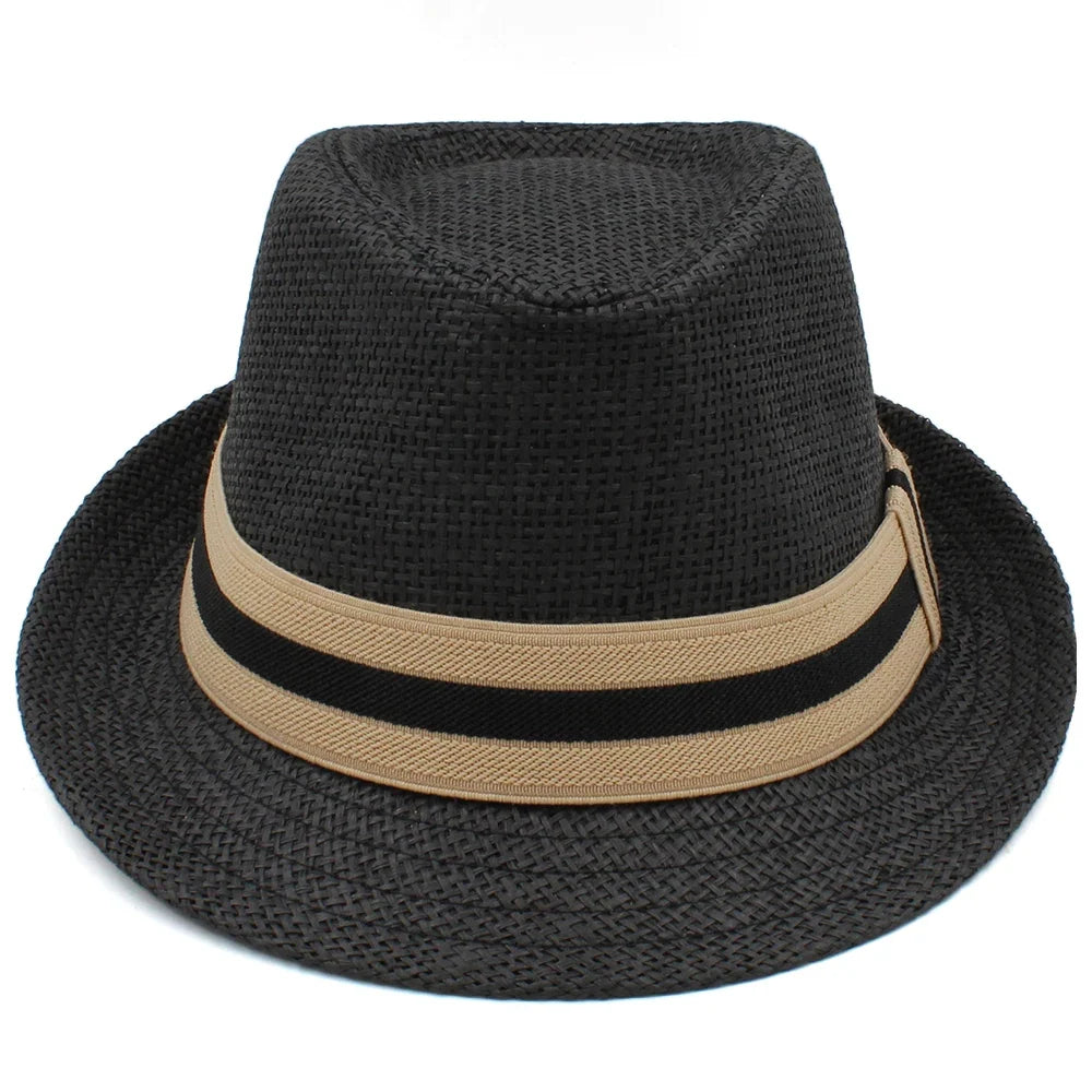 Men's Straw Trilby Hat with Two-Tone Band – 4.5 cm Short Brim, 10 cm Crown, Two Sizes 53–60 cm – view 12