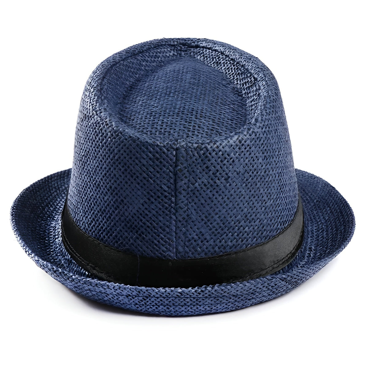 Men's Panama-Style Woven Hat with Black Band – Lightweight Polyester Weave, Clean Structured Silhouette