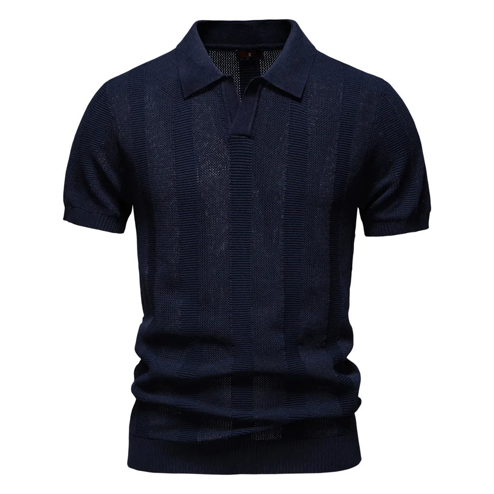 Men's Cotton and Viscose Knitted Polo Shirt – view 10