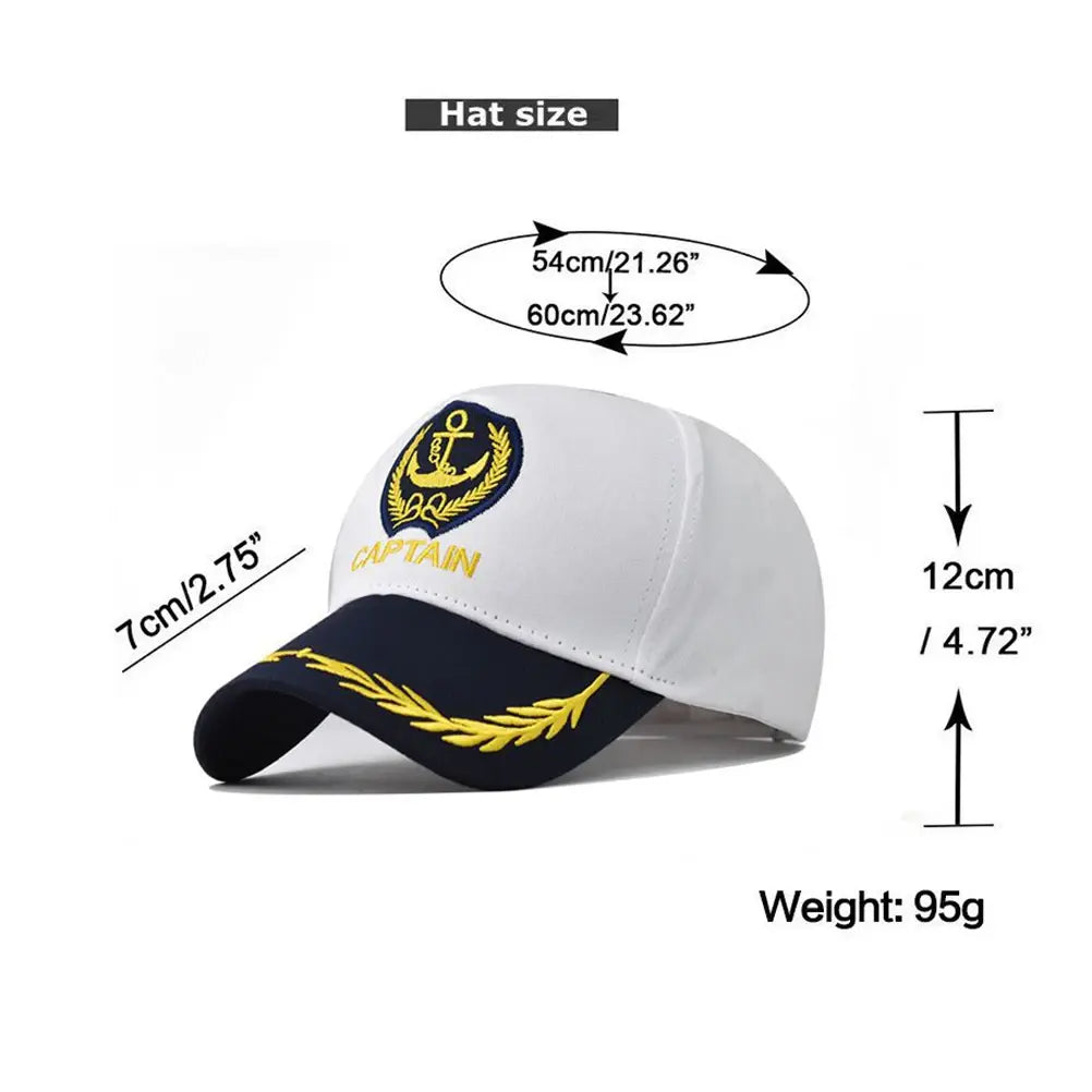 Sailor Captain Men's Cotton Baseball Cap in White – view 4