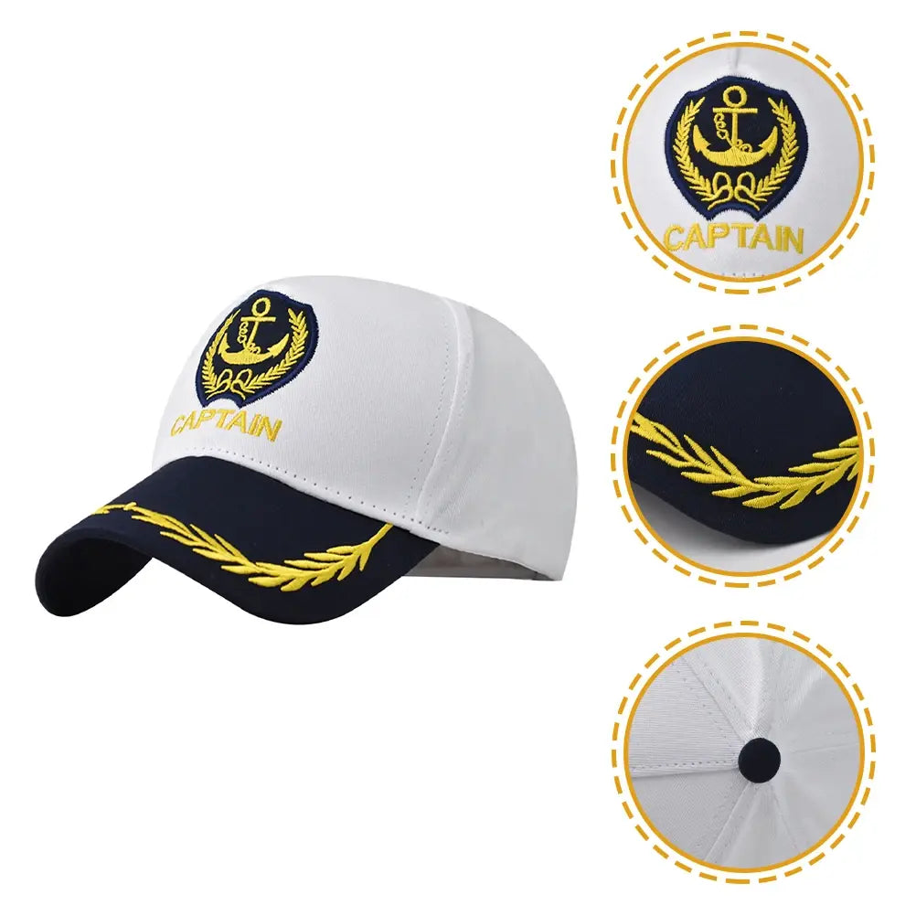 Sailor Captain Men's Cotton Baseball Cap in White – view 3