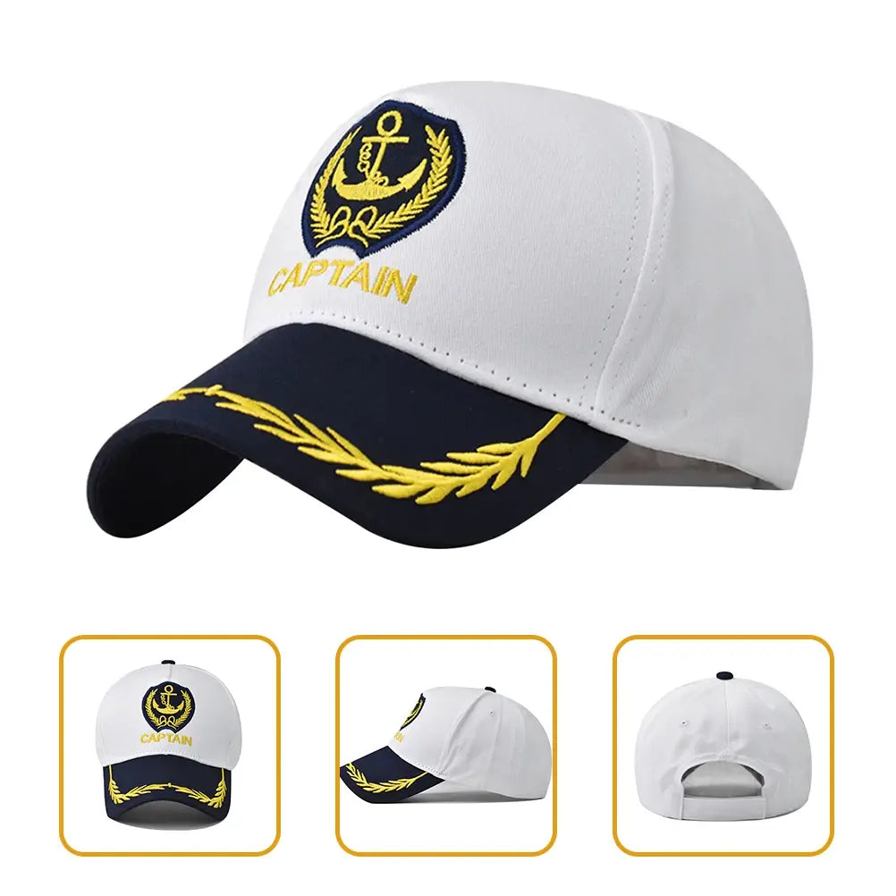 Sailor Captain Men's Cotton Baseball Cap in White – view 5