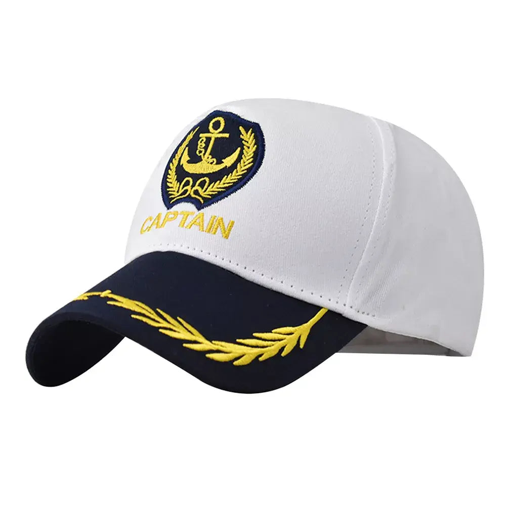 Sailor Captain Men's Cotton Baseball Cap in White – view 2