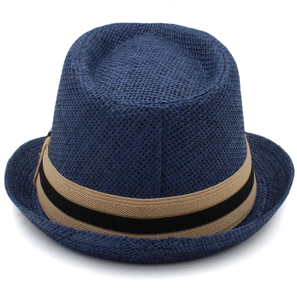 Men's Straw Trilby Hat with Two-Tone Band – 4.5 cm Short Brim, 10 cm Crown, Two Sizes 53–60 cm – view 8