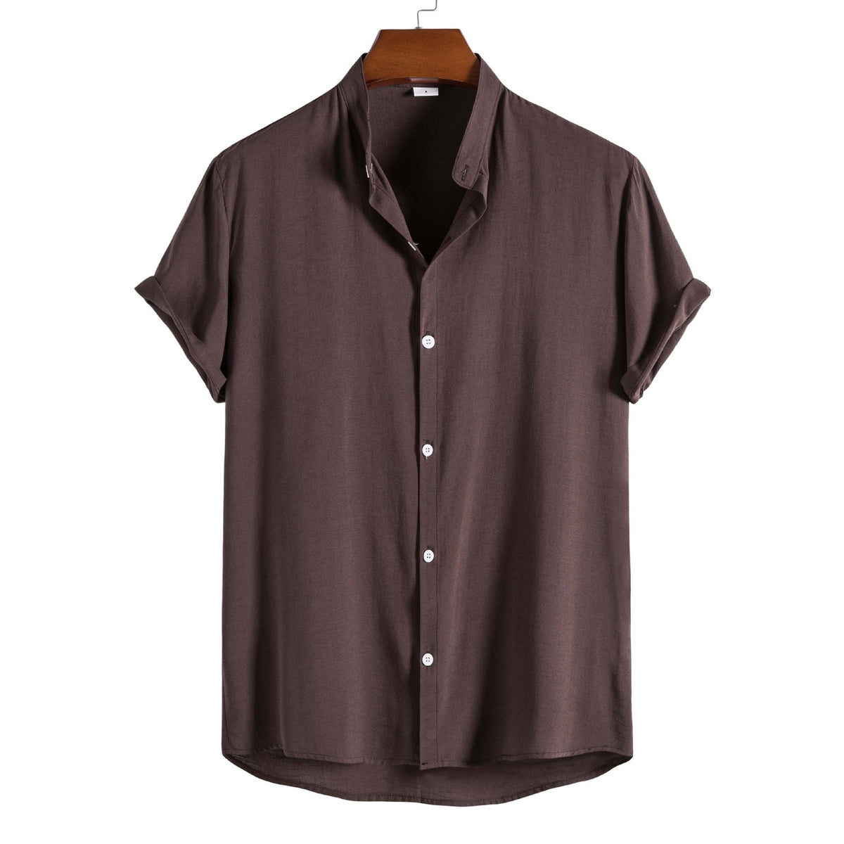 Santo André Men's Band Collar Short Sleeve Shirt – view 5