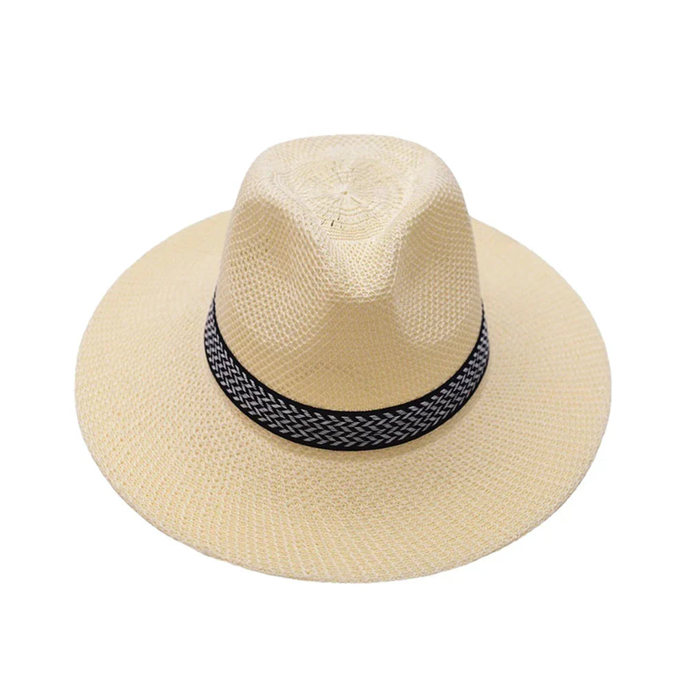 Men's Foldable Straw Panama Hat – Airy Weave, 7 cm Brim, Packable for Travel, Adjustable 56–60 cm