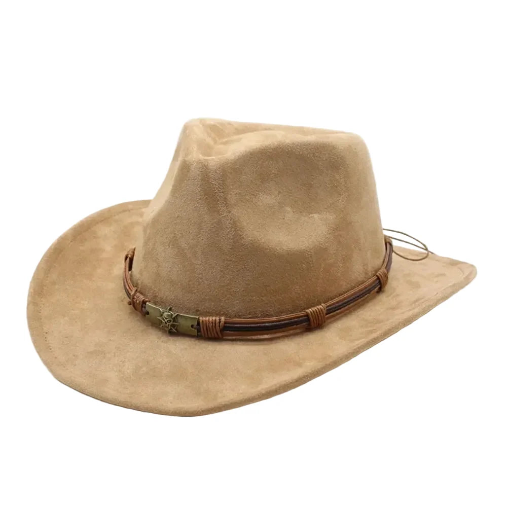 Men's Suede Cowboy Hat with Bull Head Band – view 11