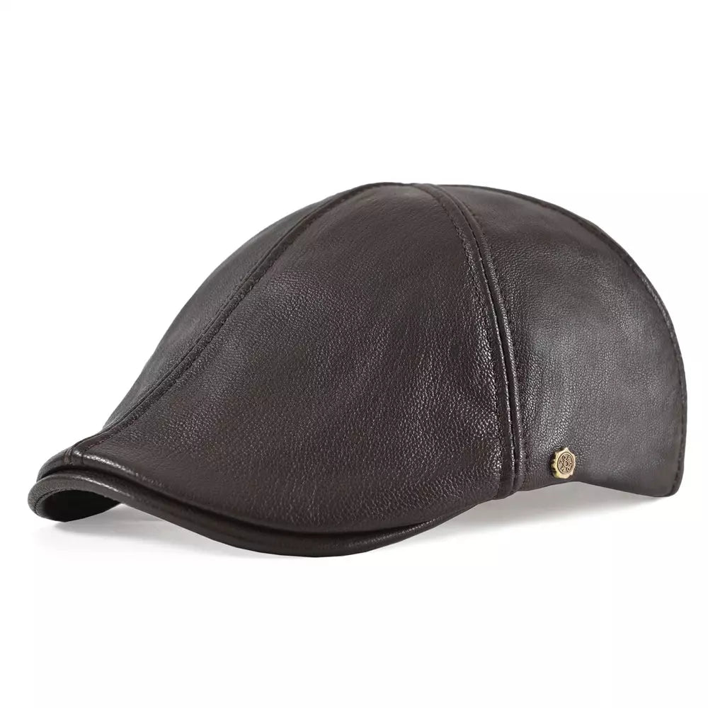 Springville Men's Genuine Leather Flat Cap – view 2