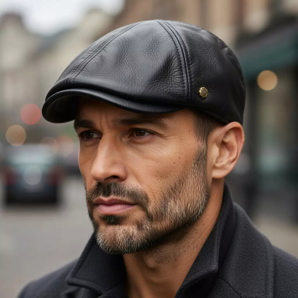Springville Men's Genuine Leather Flat Cap – view 8