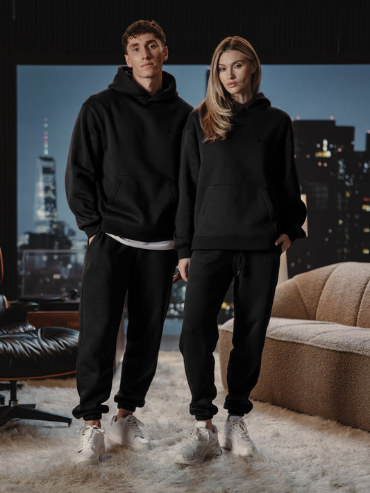 Divine Men's Heavyweight Fleece Sweatpants in Black – view 2