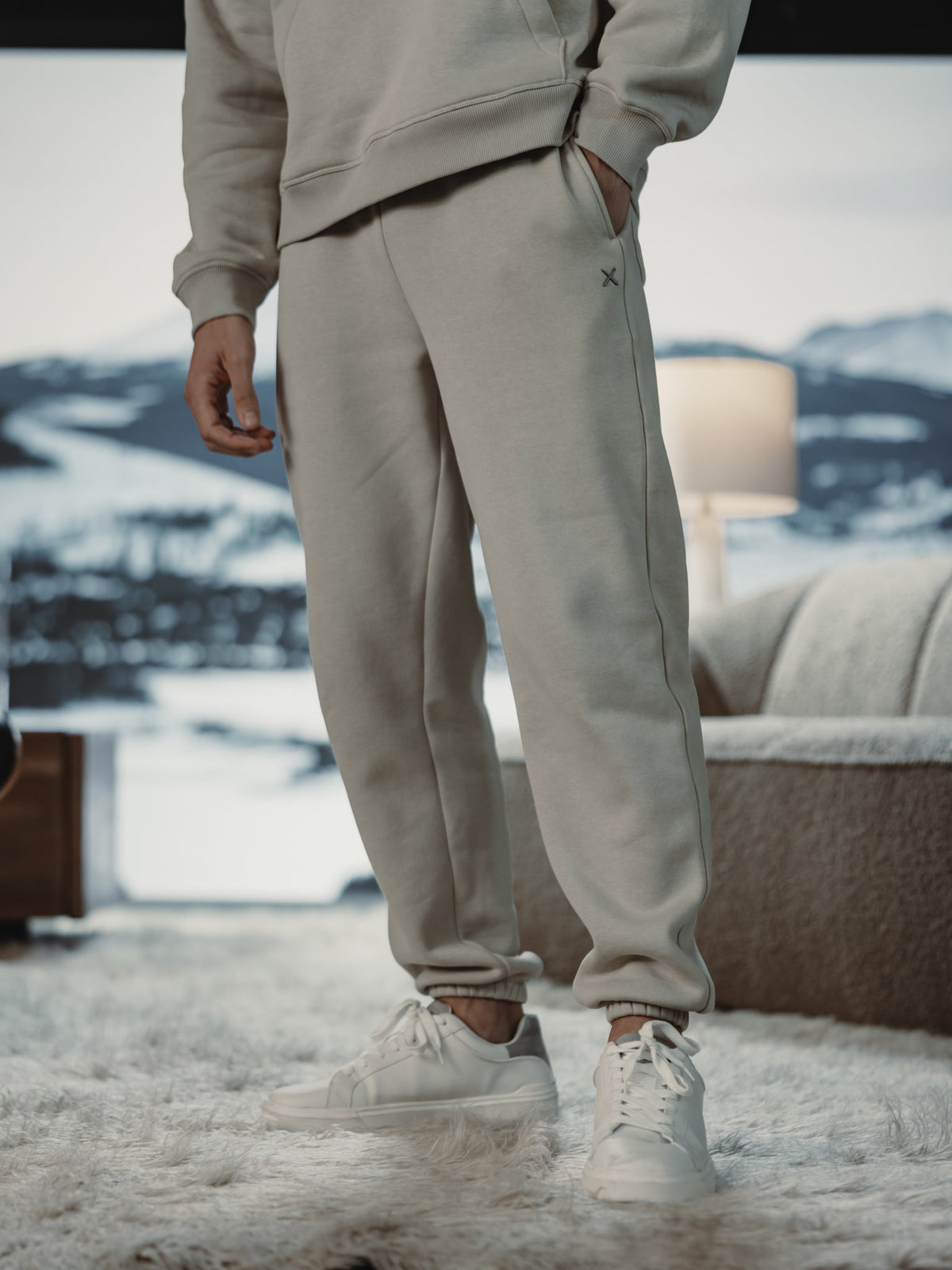 Men's Heavyweight Fleece Sweatpants in Parchment – view 5