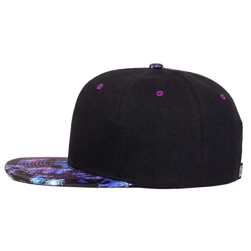 Starry Sky Men's Acrylic Snapback Baseball Cap in Black – view 3
