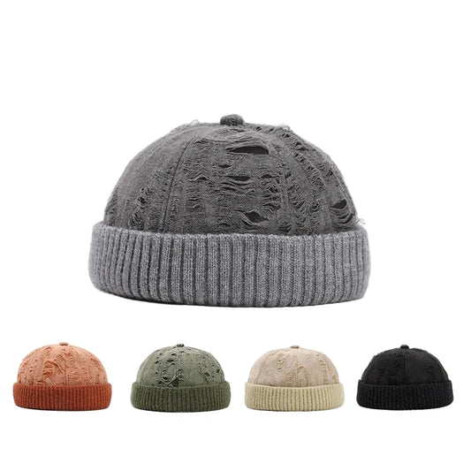 Sunderland Men's Scratched Brimless Docker Cap – Cotton and Acrylic, Distressed Look, Adjustable Fit