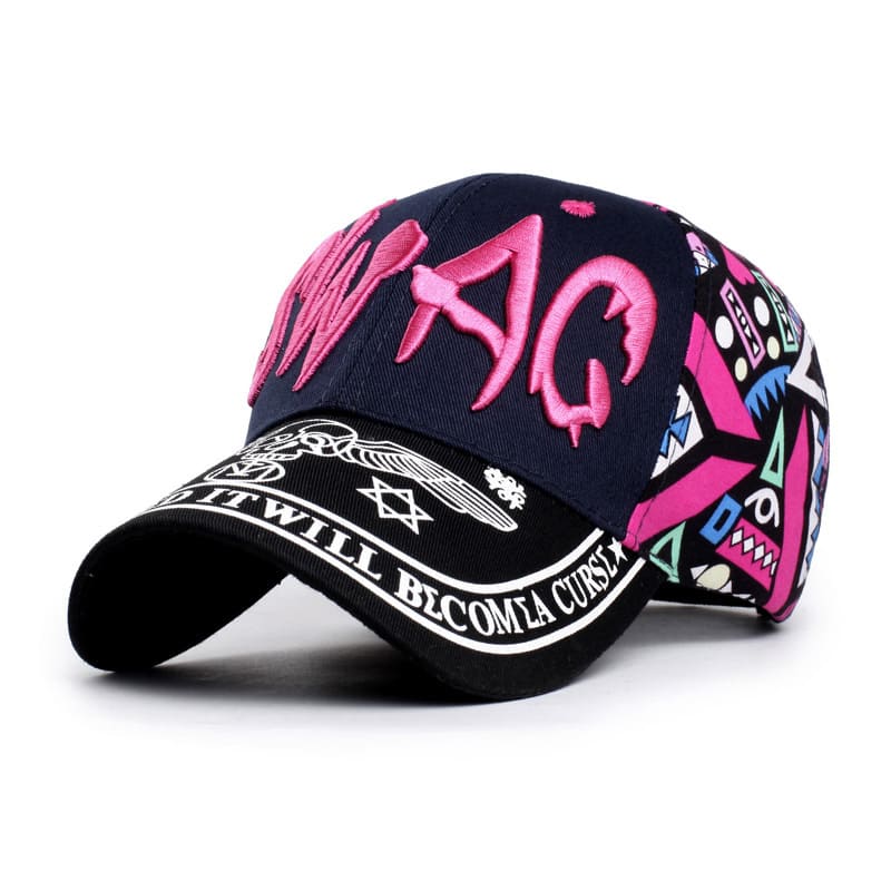 Men's Cotton Baseball Cap – Urban Art Graphic Design, Curved Peak, Adjustable Fit in Two Sizes | Dark Blue, Black, Blue