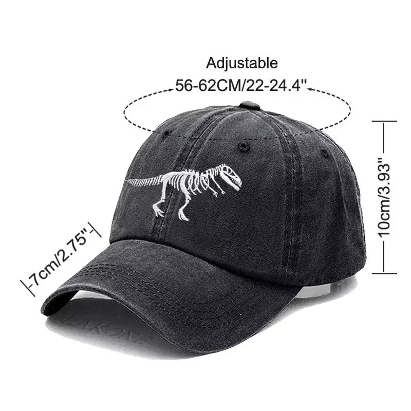 T-Rex Men's Dinosaur Skeleton Cotton Baseball Cap – view 12