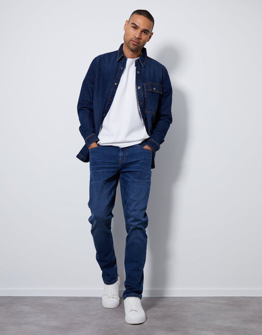 The Everyday Slim Fit Jeans in Mid Wash by SATRI & CO. – product view 1