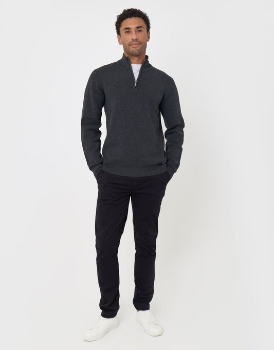 Men's Slim Fit Stretch Cotton Chino Trousers in Black – view 1