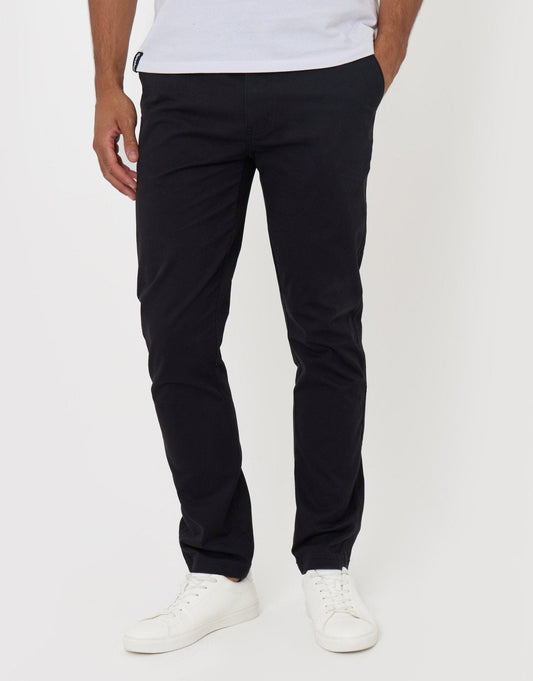 Men's Slim Fit Stretch Cotton Chino Trousers in Black – view 2
