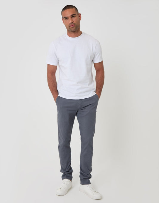 Men's Slim Fit Cotton-Rich Chino Trousers in Grey – view 1