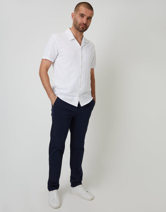 Men's Stretch Cotton Chino Trousers in Navy – view 1