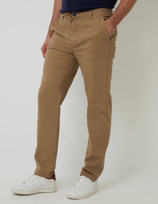Men's Pull-On Comfort Chino Trousers for Everyday Wear in Dark Stone – view 2