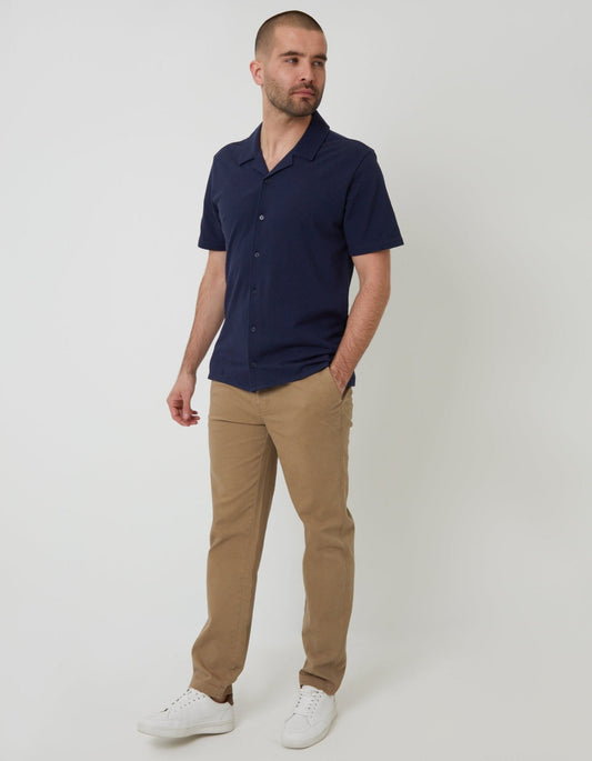 Men's Pull-On Comfort Chino Trousers for Everyday Wear in Dark Stone – view 1