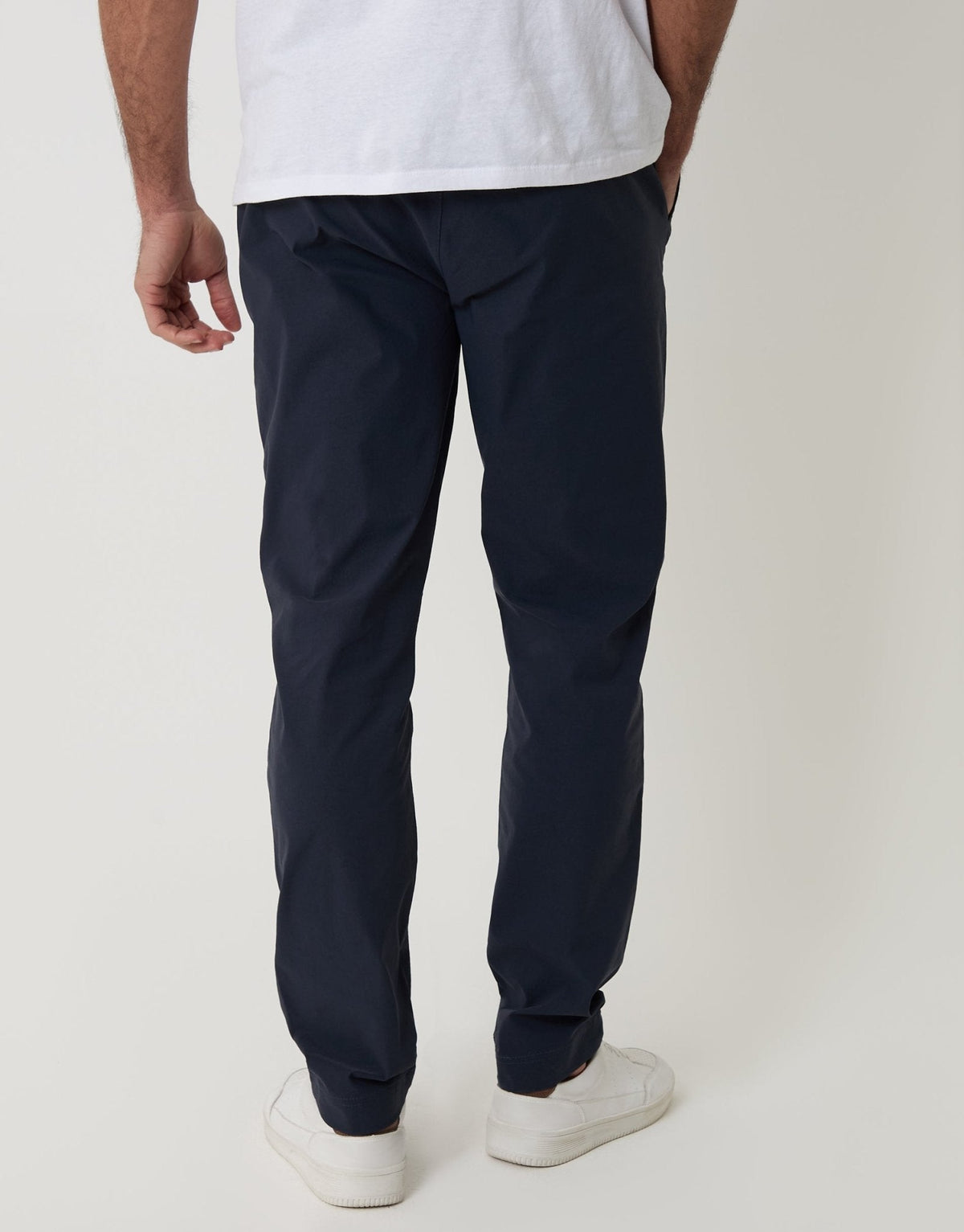 Men's Slim Fit Technical Stretch Trousers in Navy – view 3