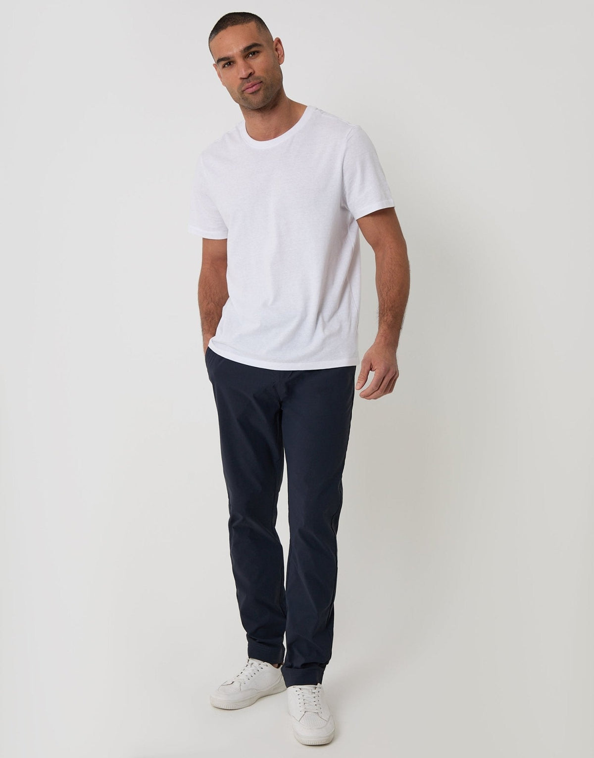 Men's Slim Fit Technical Stretch Trousers in Navy – view 1
