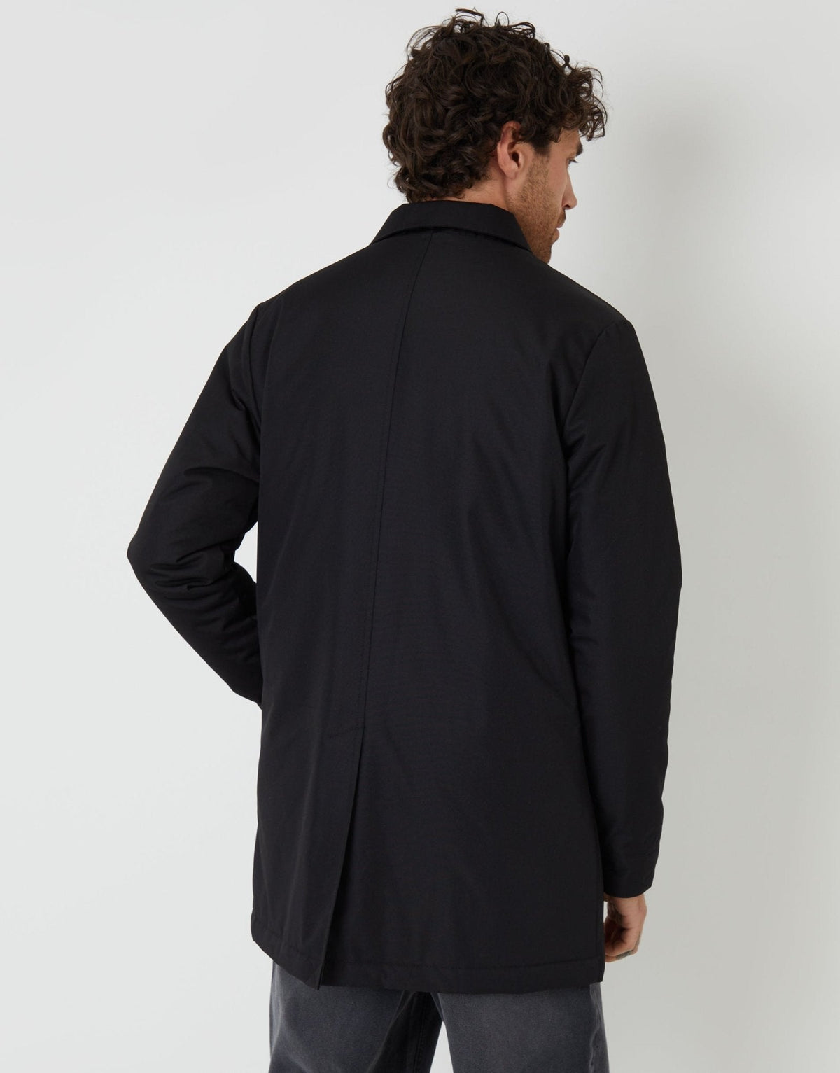 Men's Collared Padded Coat in Black – view 2
