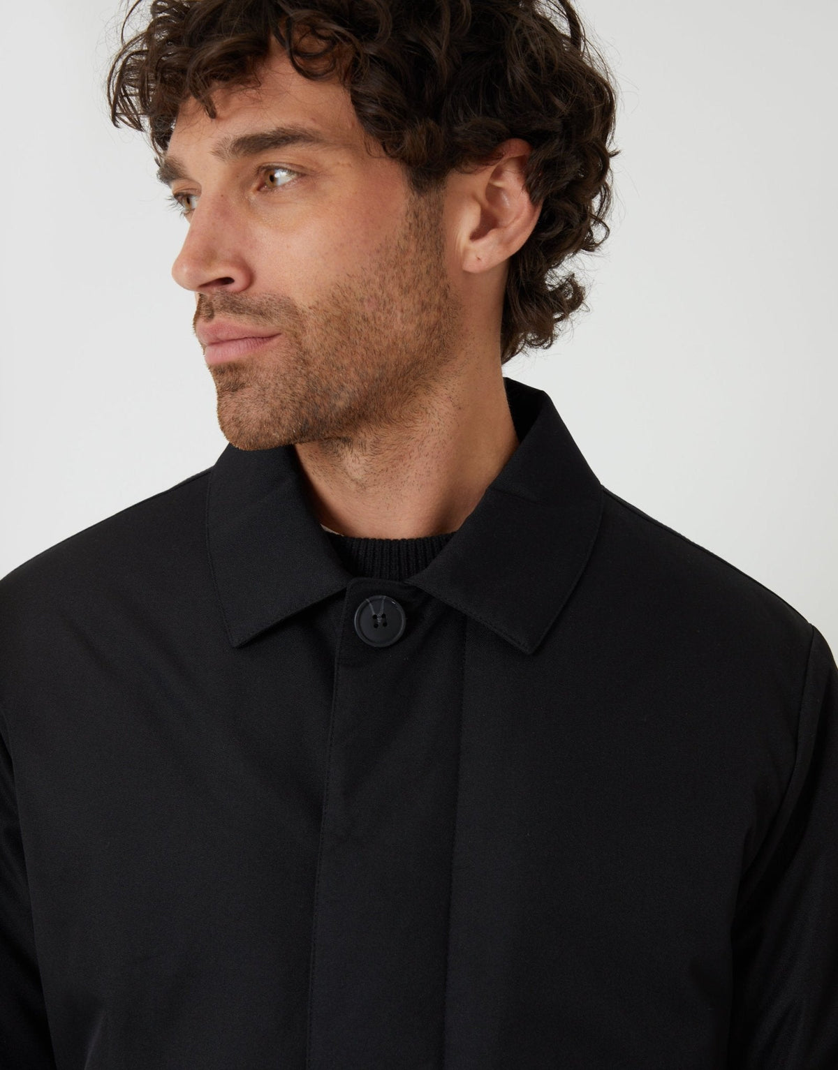 Men's Collared Padded Coat in Black – view 4
