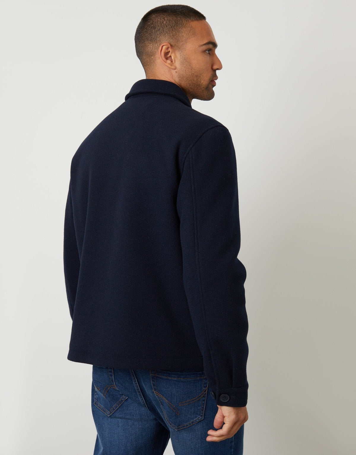 Men's Warm Layering Shacket for Cold Weather in Navy – view 3