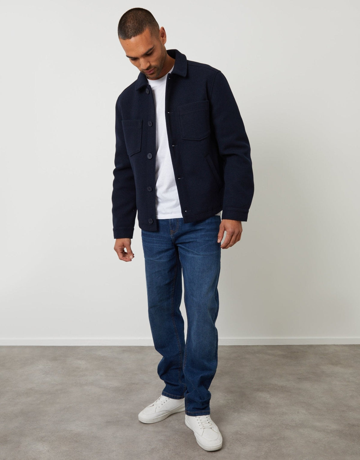 Men's Warm Layering Shacket for Cold Weather in Navy – view 4