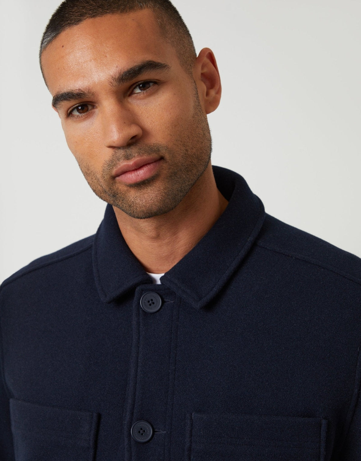 Men's Warm Layering Shacket for Cold Weather in Navy – view 5