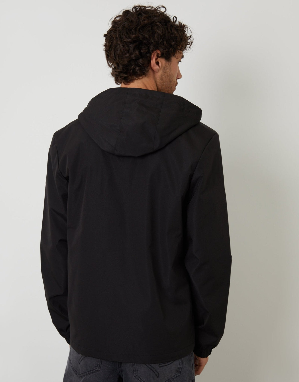 Men's Cosy Hooded Jacket for Wet Winter Walks in Black – view 2