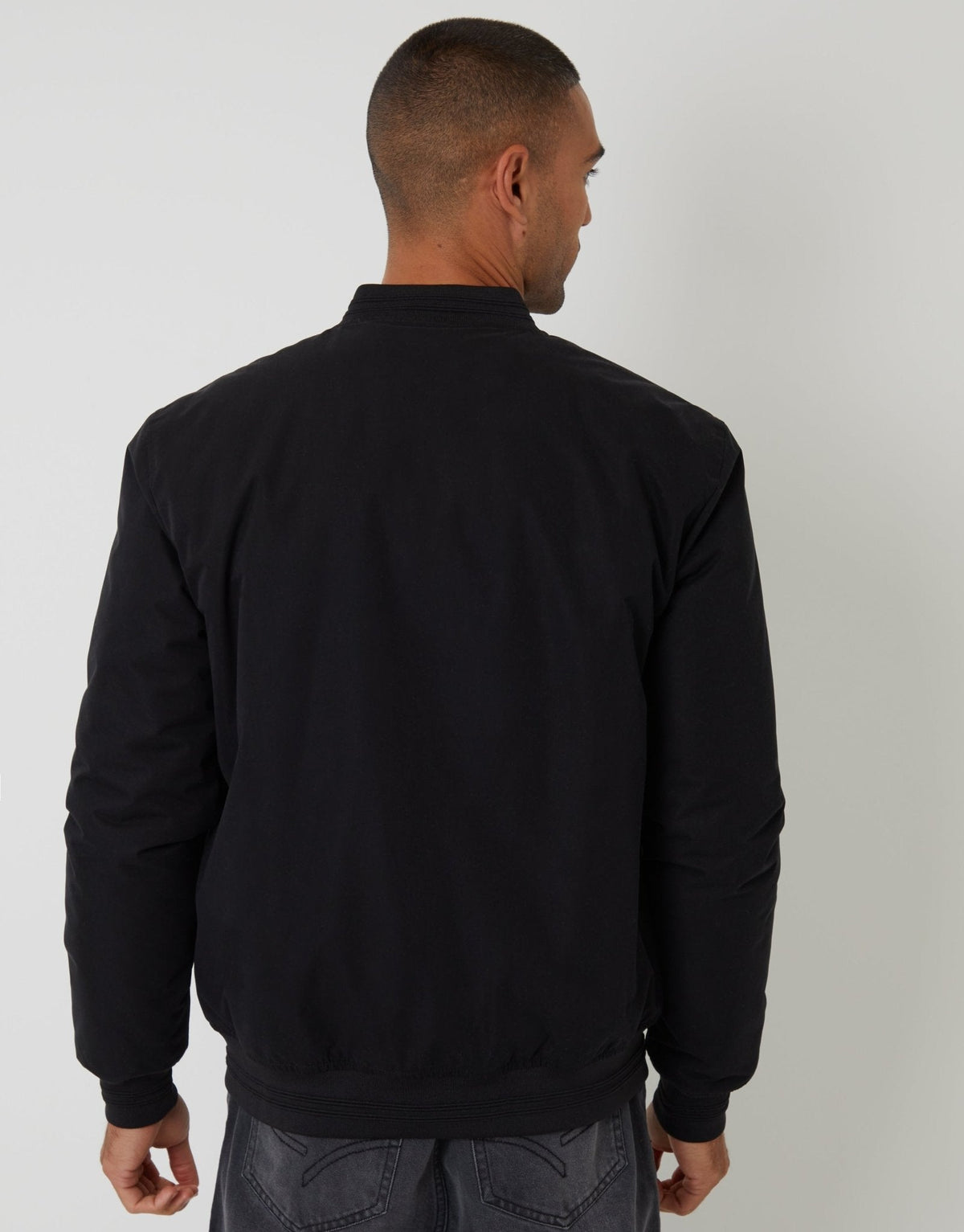 Men's Padded Bomber Jacket in Black – view 2