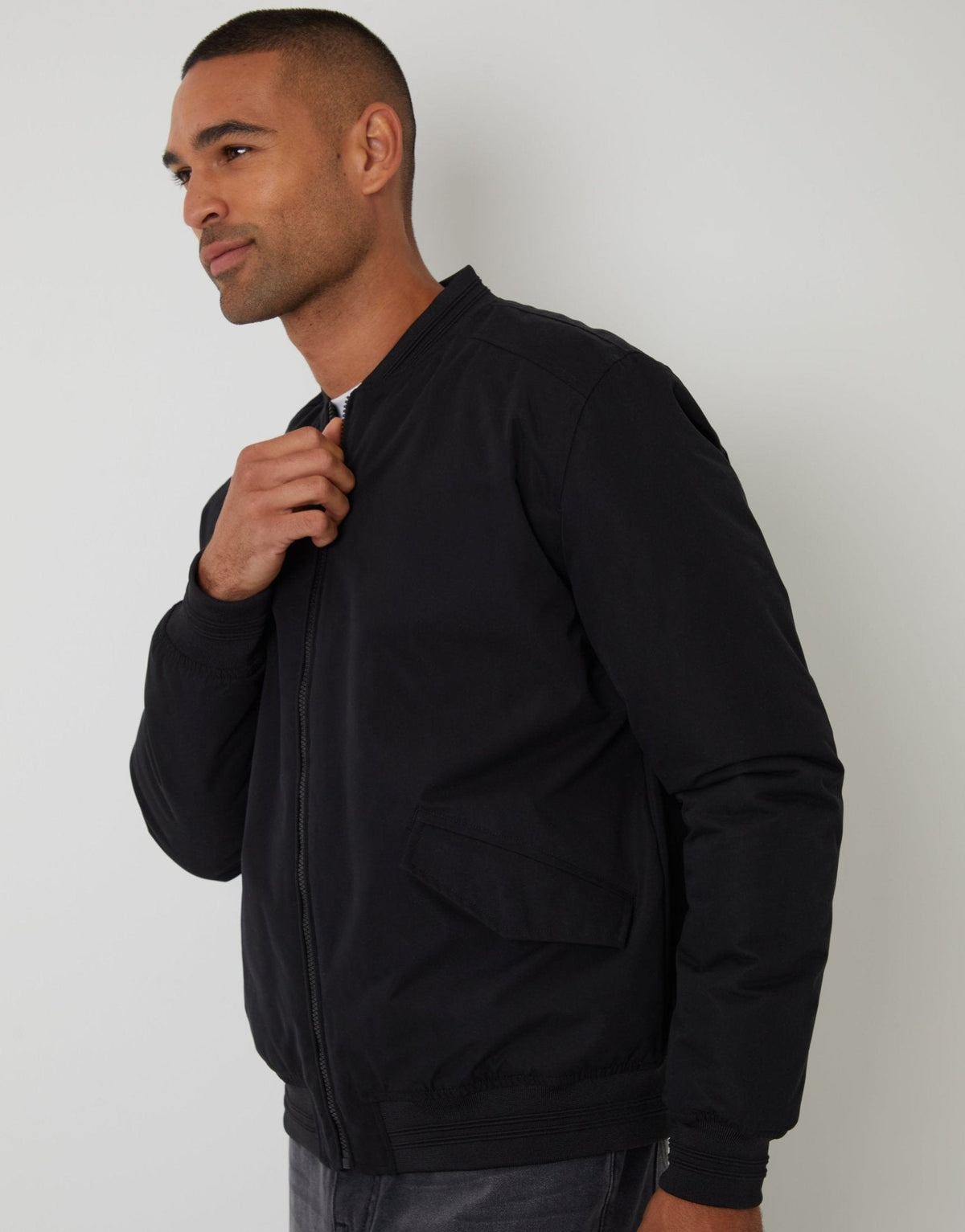 Men's Padded Bomber Jacket in Black – view 4