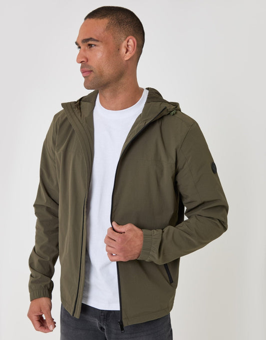 Showerproof Ripstop Hooded Jacket in Khaki by SATRI & CO. – product view 1