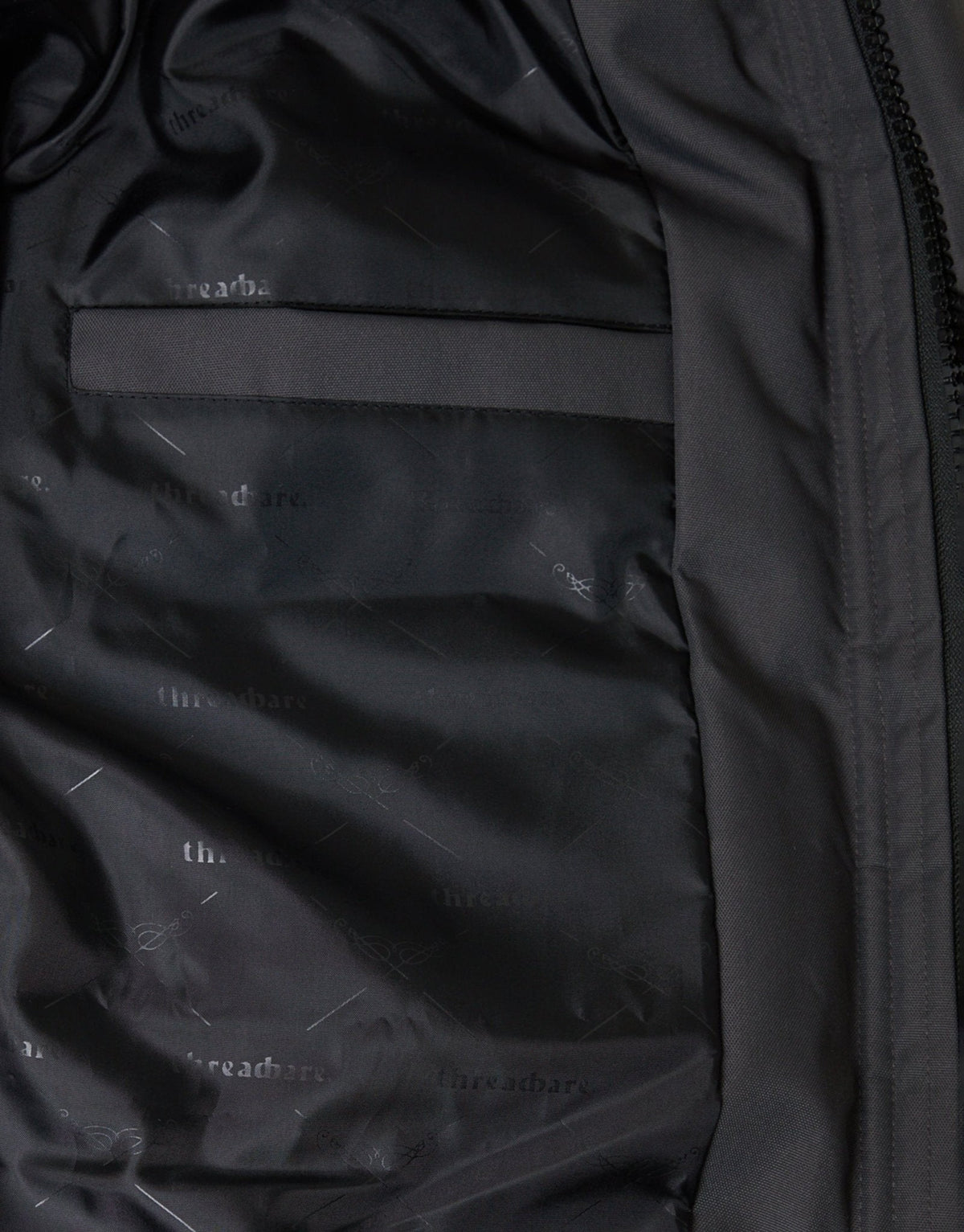 Showerproof Hooded Puffer Coat with Adjustable Waist in Slate Grey by SATRI & CO. – product view 7