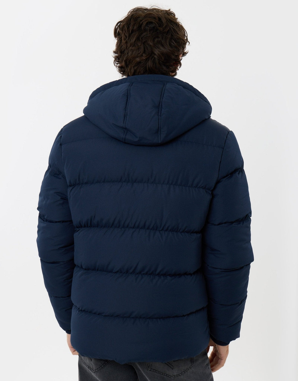 Men's Deep-Winter Padded Coat for Dog Walks and School Runs in Navy – view 3