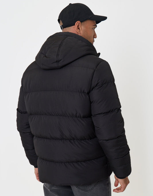 Showerproof Padded Double Zip Coat in Black by SATRI & CO. – product view 2