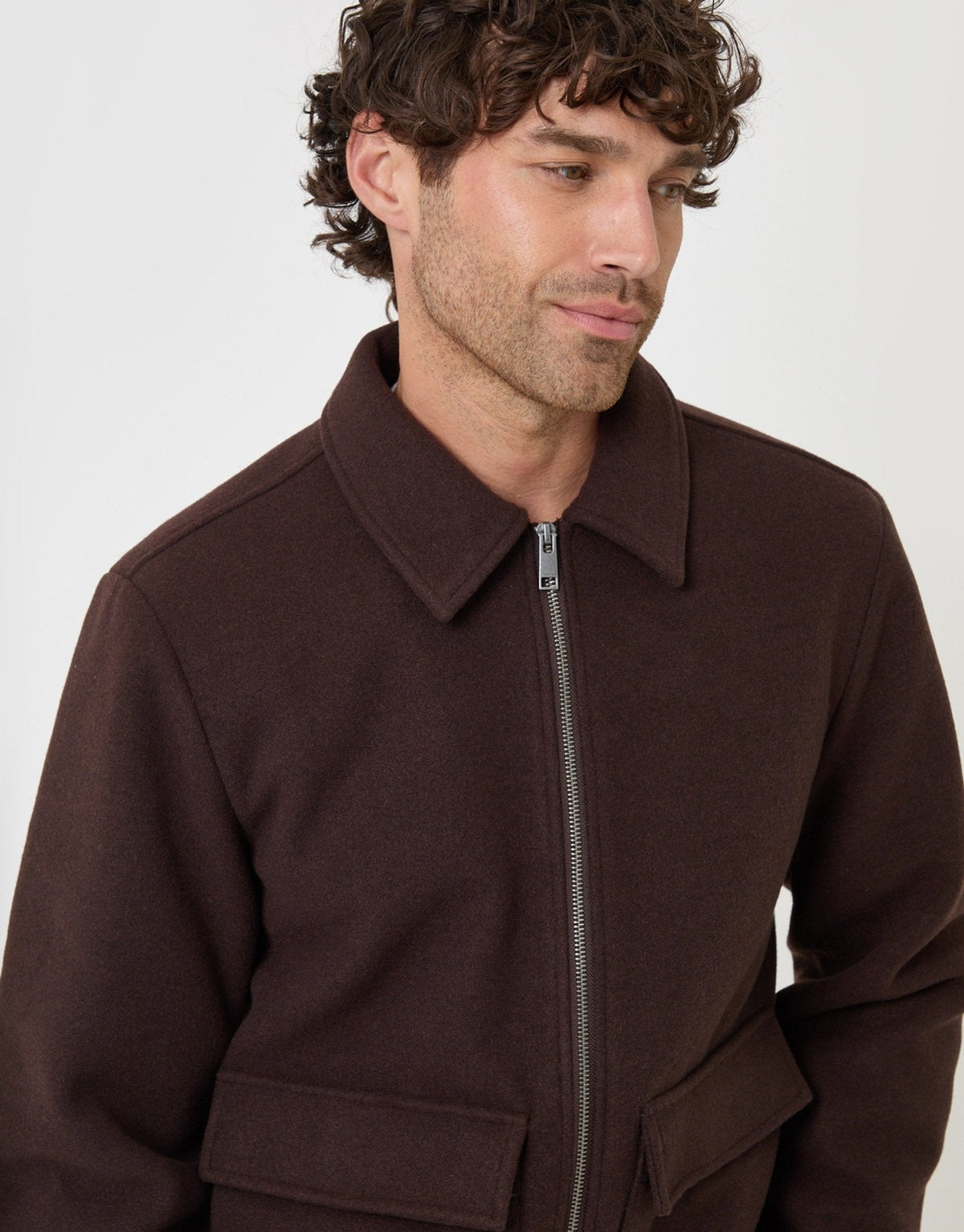 Men's Smart Lightweight Jacket for Autumn Commutes in Chocolate Brown – view 3