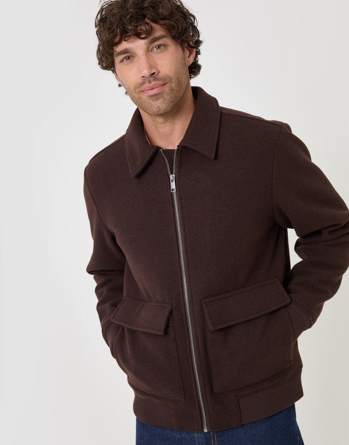 Men's Smart Lightweight Jacket for Autumn Commutes in Chocolate Brown – view 6