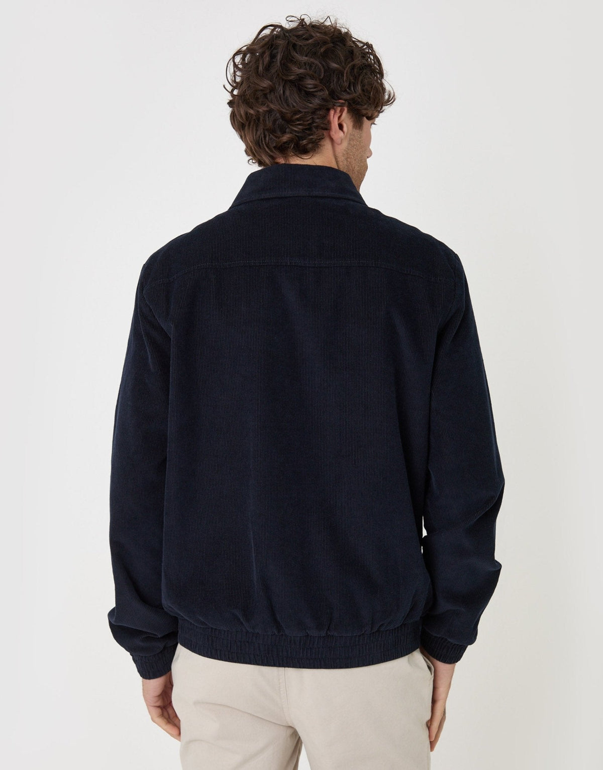 Men's Cotton Corduroy Harrington Jacket in Navy – view 3